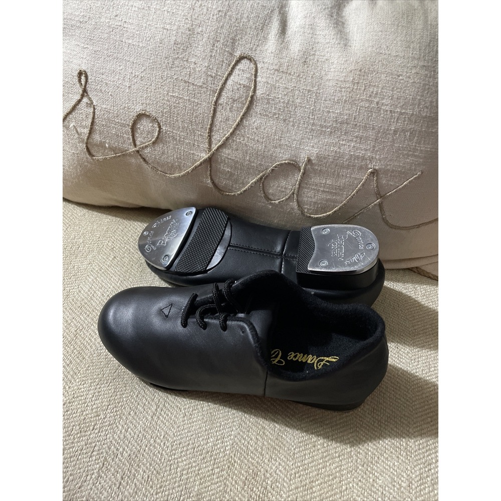 Dance Class Rhythm Tones Black  Lace Up Tap Shoes - Girls Size 5.5‎